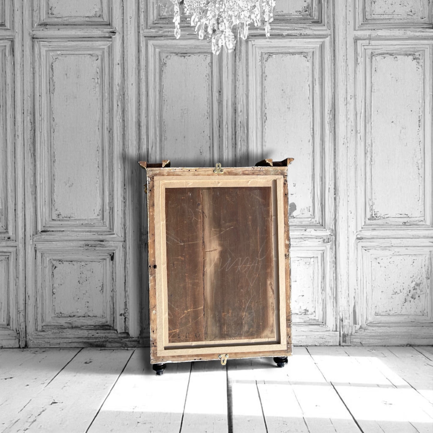 Antique French Empire Gilt Wood Pier Frosted Overmantel Mirror