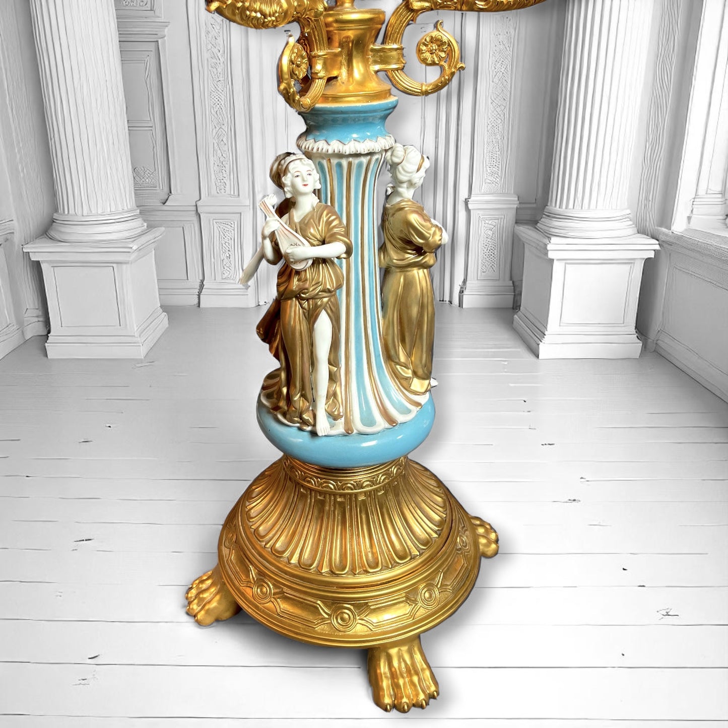 Sevres Rococo Style Porcelain Giltwood Guéridon Table ,The Three Graces, c.1970s