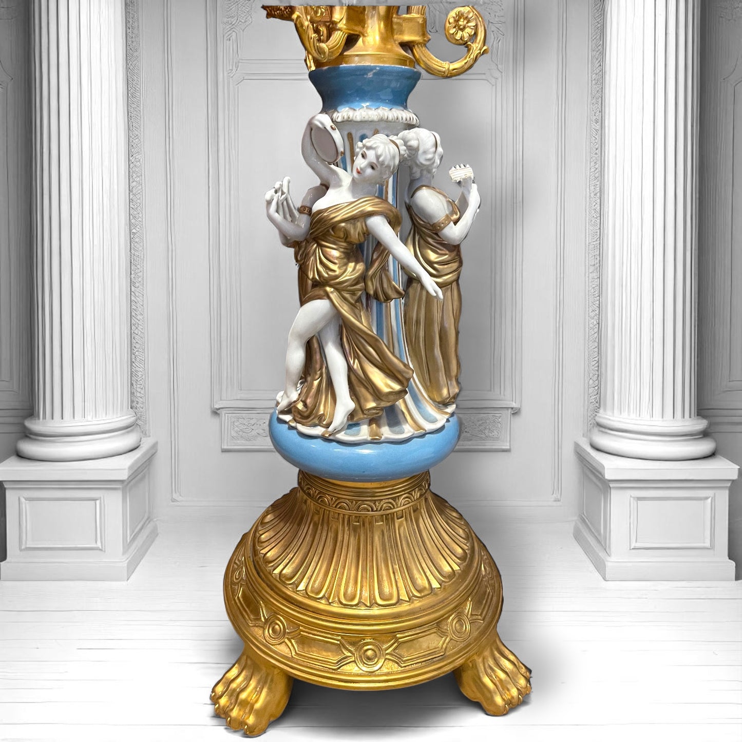 Sevres Rococo Style Porcelain Giltwood Guéridon Table ,The Three Graces, c.1970s