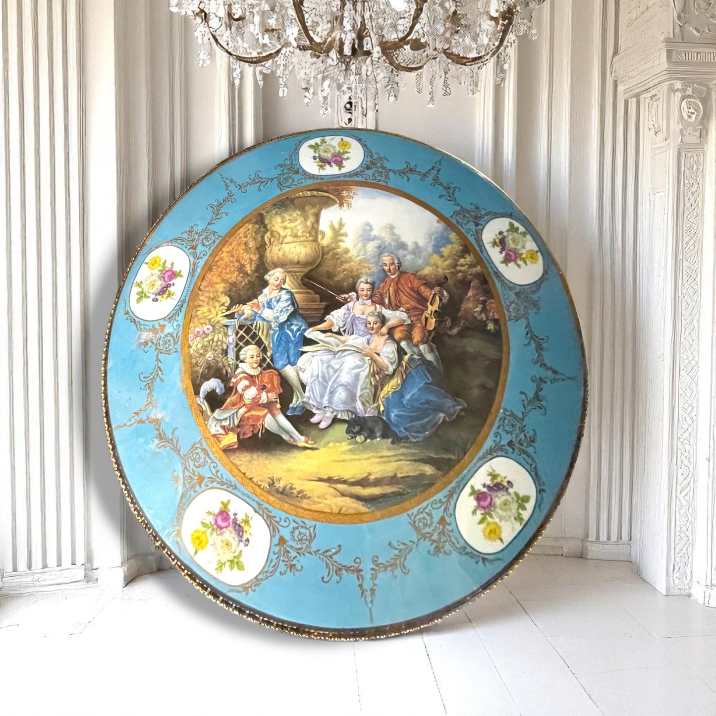 Sevres Rococo Style Porcelain Giltwood Guéridon Table ,The Three Graces, c.1970s
