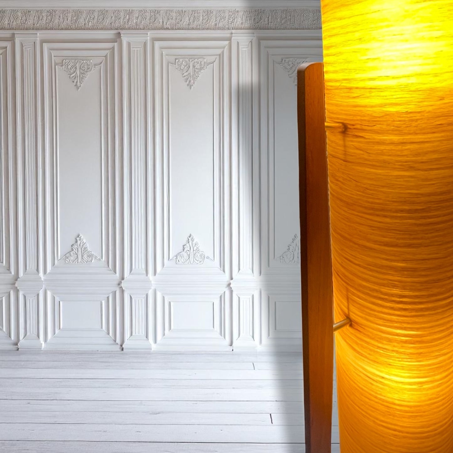 Vintage rocket floor lamp fibreglass & teak - Novoplast