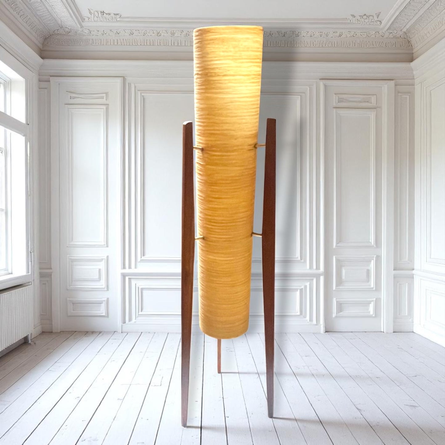 Vintage rocket floor lamp fibreglass & teak - Novoplast
