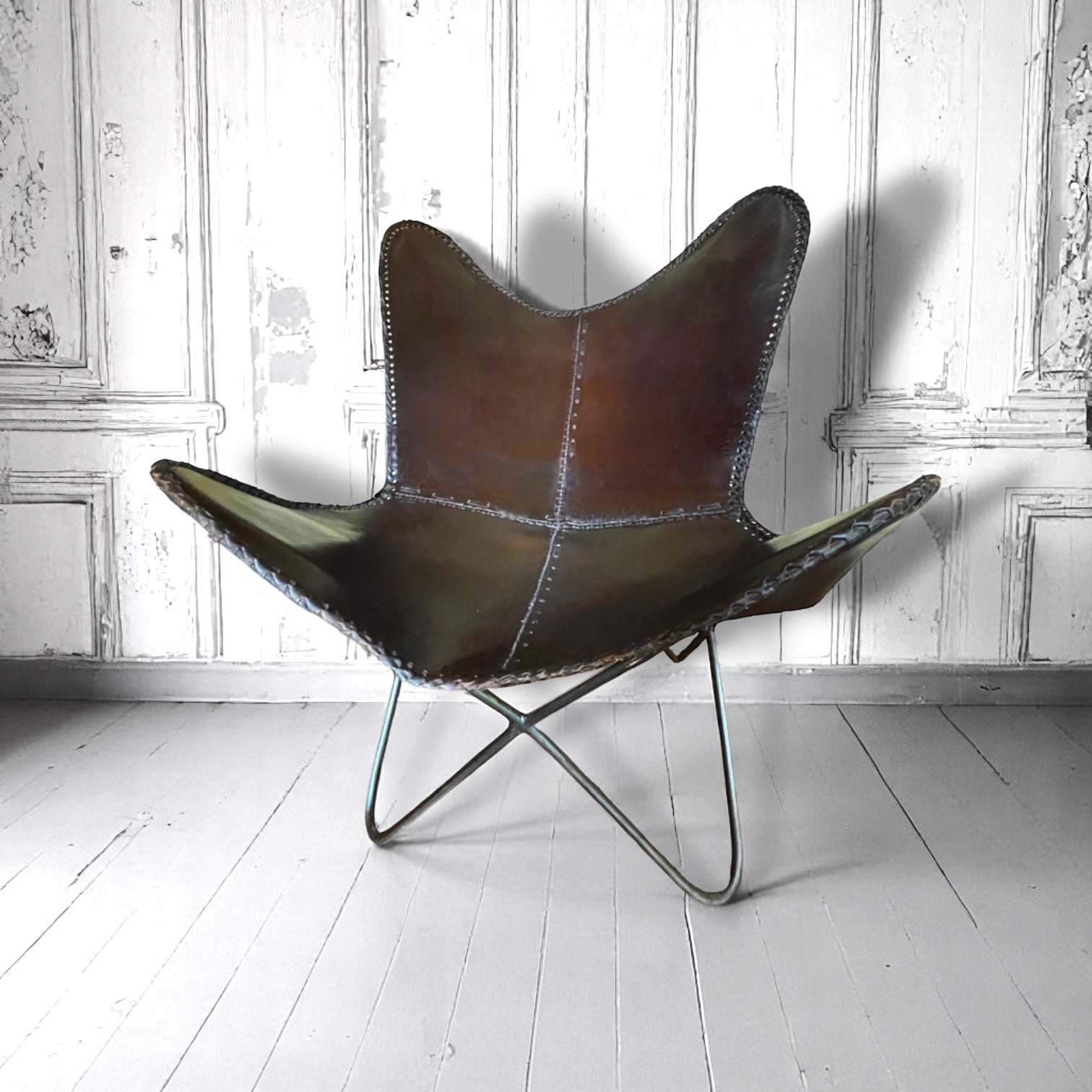 Original 1960s Leather Butterfly, BKF, Hardoy Chair Mid-Century