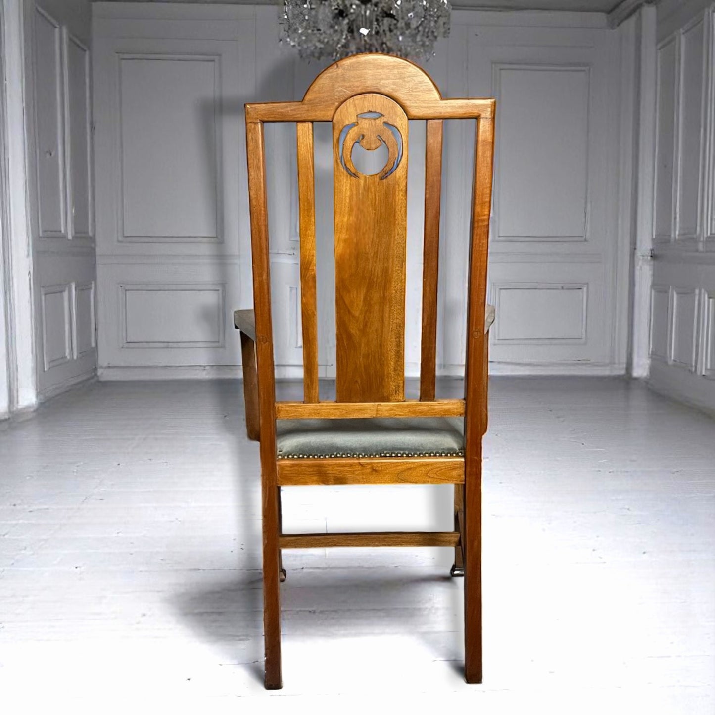 Antique Arts & Crafts Armchair c.1900 with Carved Gilt Wreath Detail