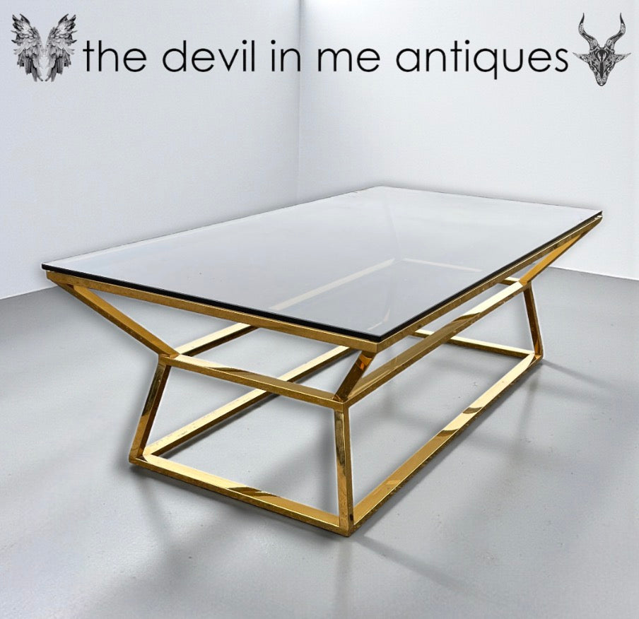 Hollywood Regency 70’s Vintage Smoked Glass Coffee Table in Style of Romeo Rega