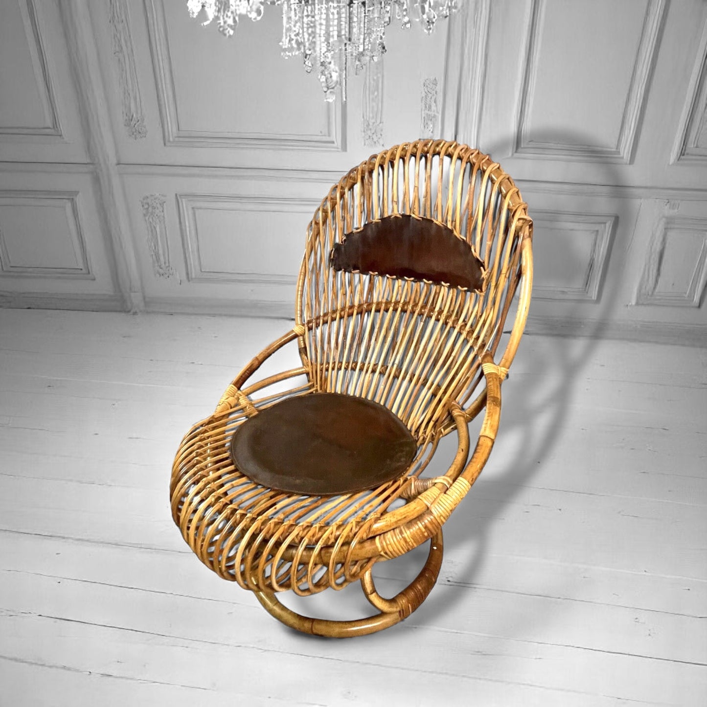 Mid CenturyRattan Chair by Tito Agnoli for Bonacina