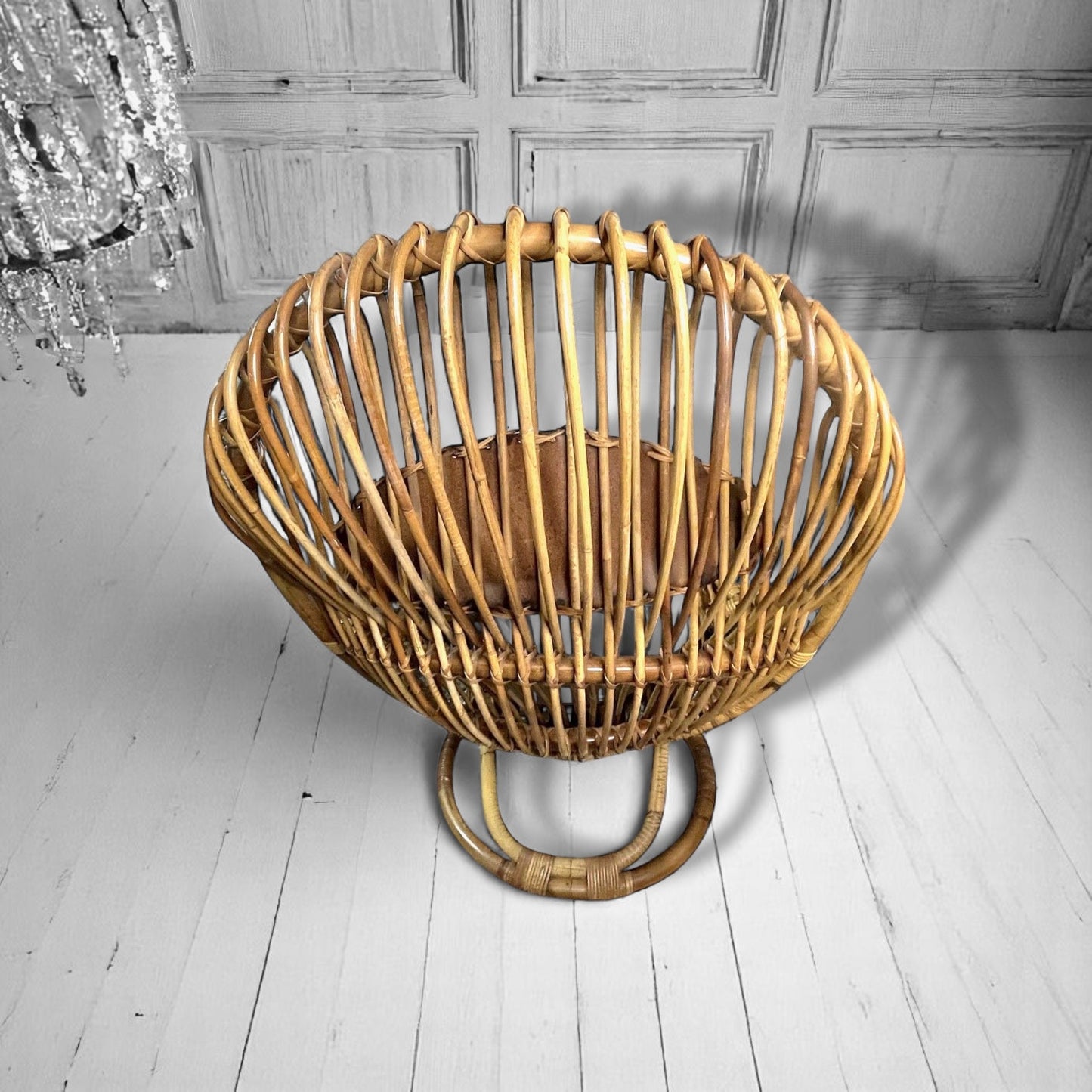 Mid CenturyRattan Chair by Tito Agnoli for Bonacina