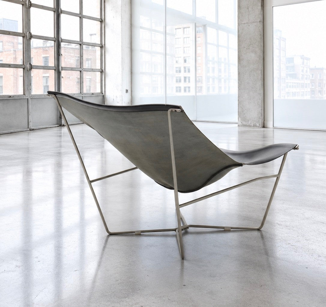 Habitat Semana 501 Black Leather Sling Lounge Chair by David Weeks