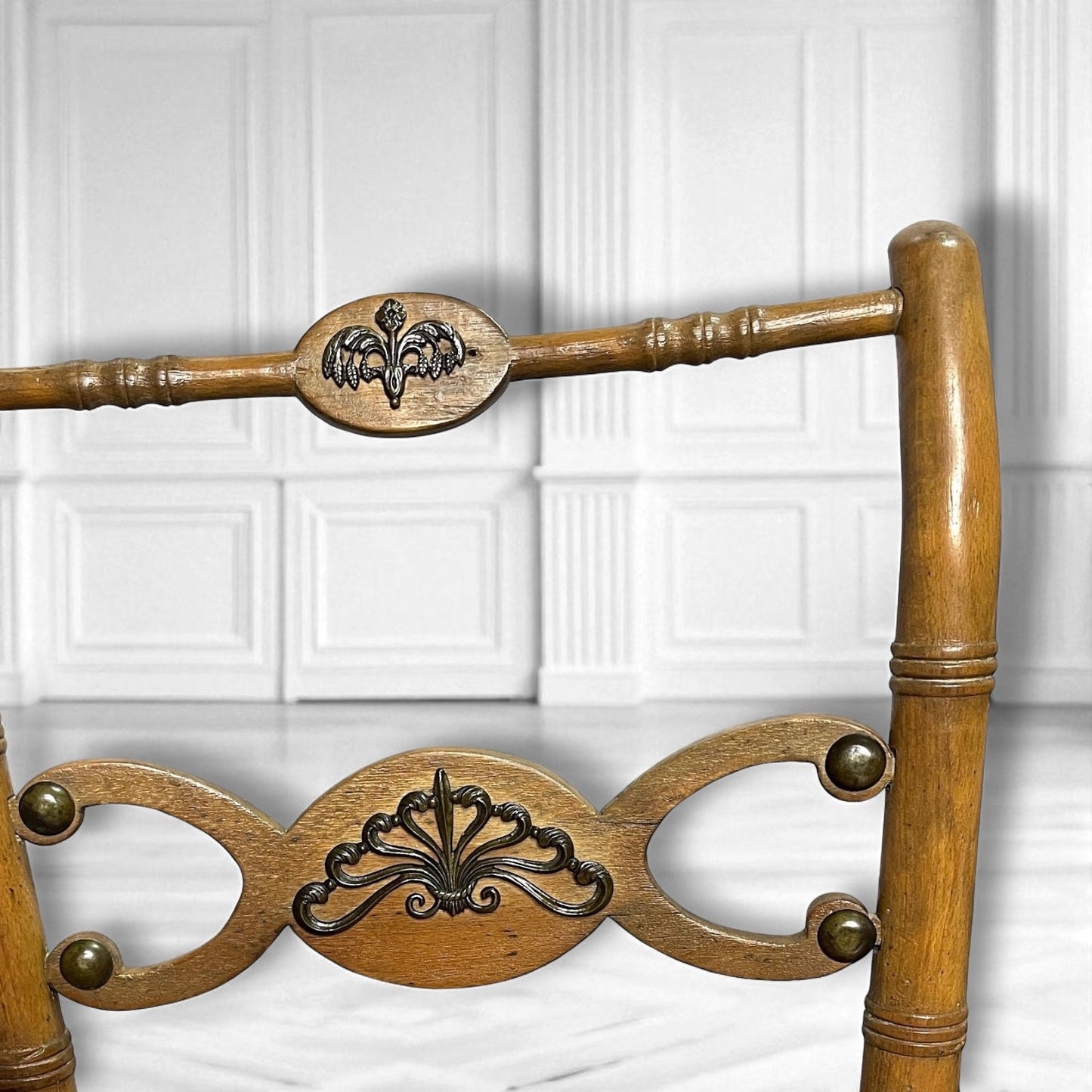 Napoleonic Empire Cane Brass Filagree Opera Chairs 1830's