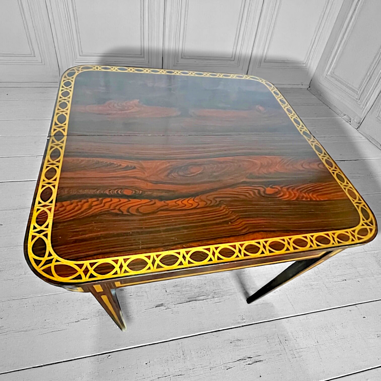 Antique Regency Rosewood & Gilt Fresco Folding Card Table c.1815–1825