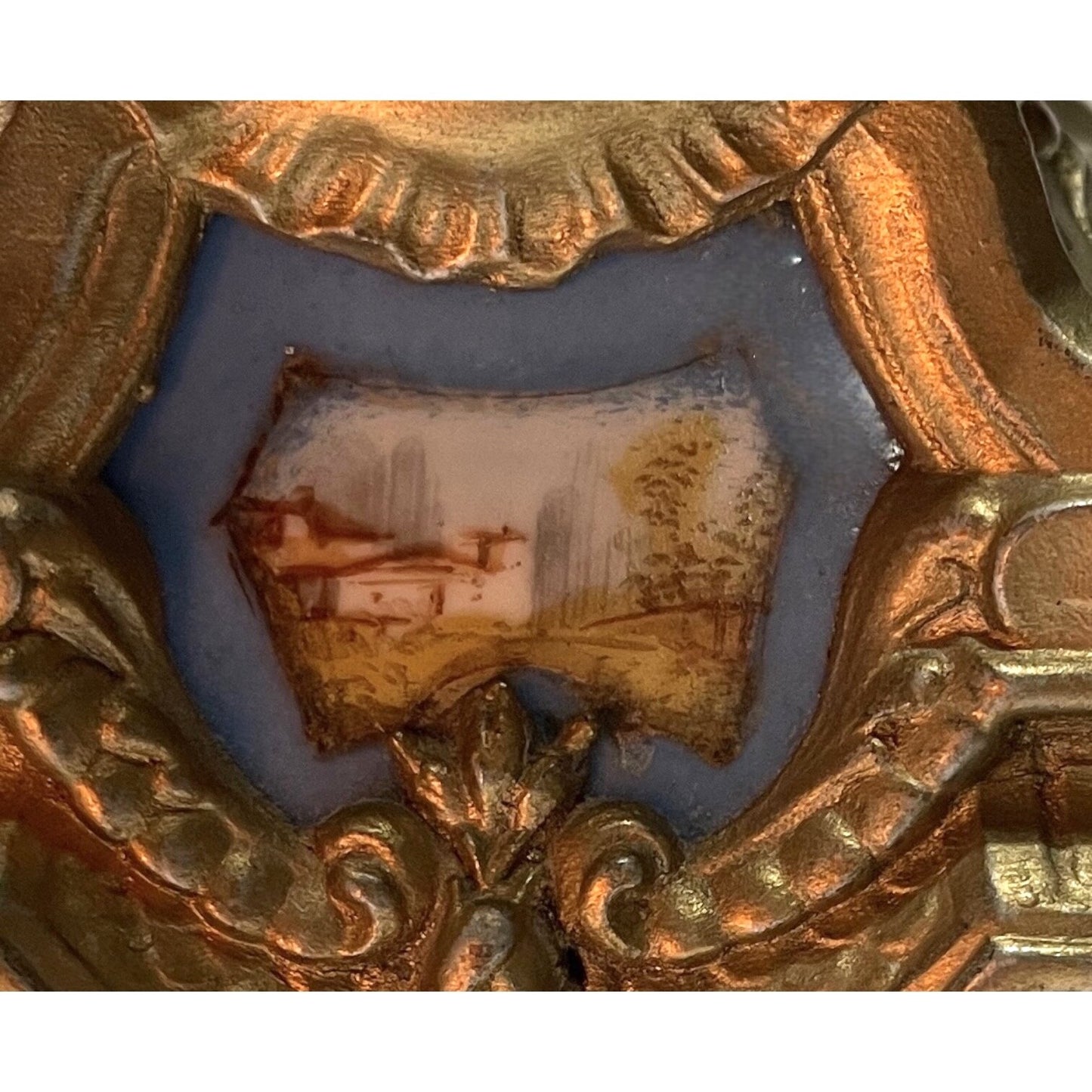 Pair of Antique French Ormolu & Porcelain Candlesticks Hand-Painted Landscape Panels – Rococo Revival, c. 1880–1900