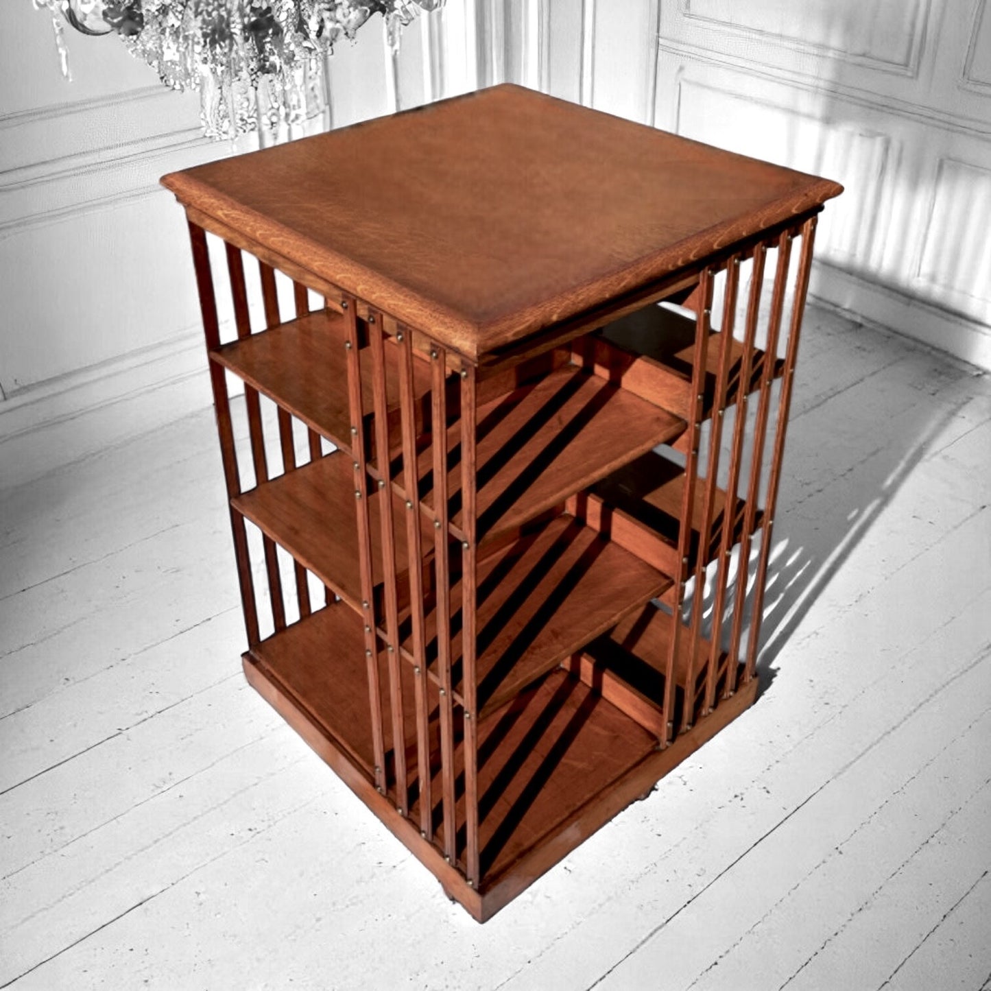 Antique Edwardian Revolving Walnut Bespoke Bookcase,1910