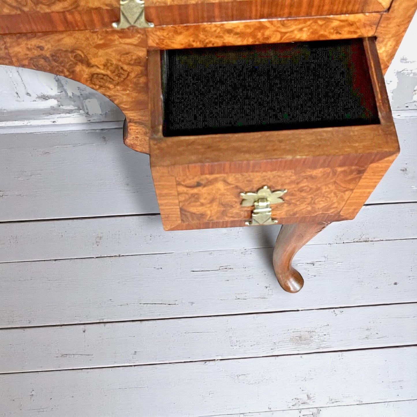 Antique Queen Anne Style Burr Walnut Cylinder Bureau, Wylie & Lochhead