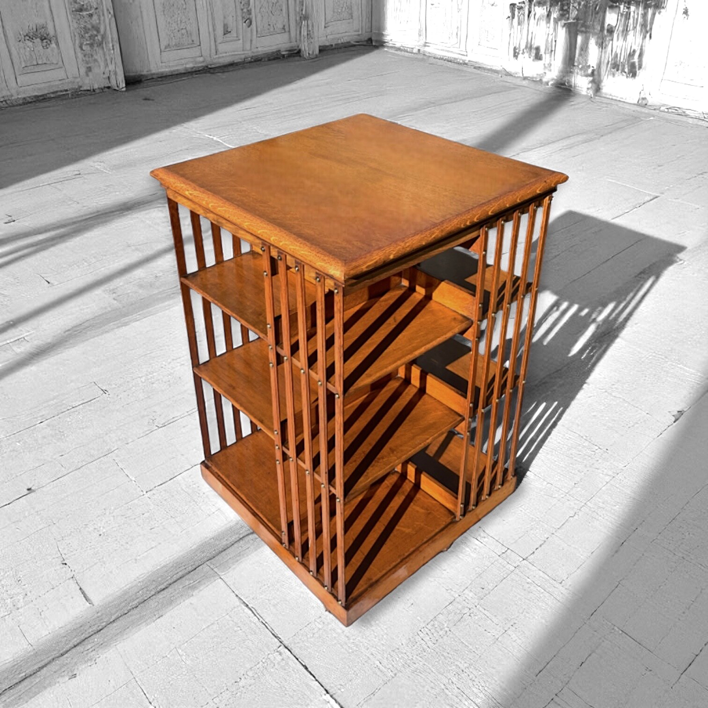 Antique Edwardian Revolving Oak Bespoke Bookcase,1910