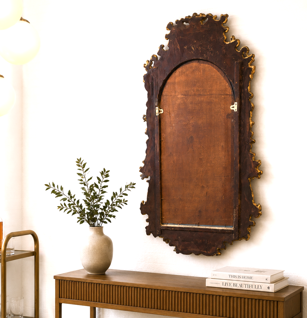 French 19th C Rococo Revival Giltwood Mirror – Cherubs, Antique Gesso