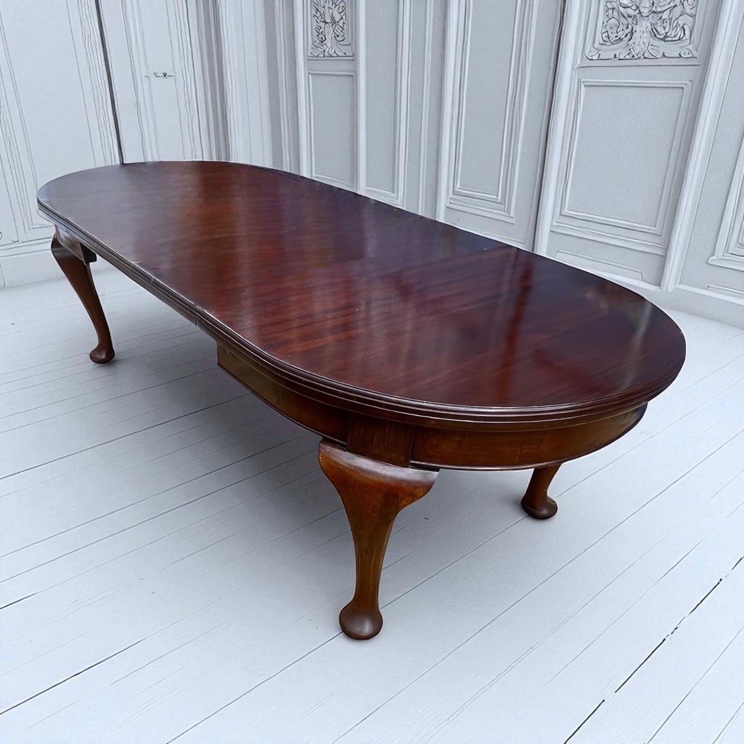 Antique Mahogany Dining Set – 10ft Wind-Out Table & 8 Balloon Back Chairs c1900