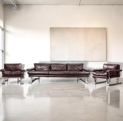 Mid Century Pieff Mandarin 3-Seater Sofa & Pair of Armchairs Tim Bates, 1970s