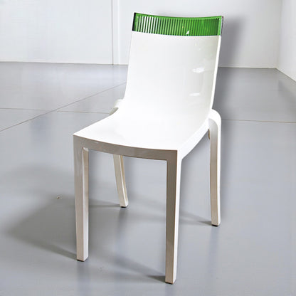 A Pair of Kartell Hi-Cut Chairs Starck White & transparent Violet & Green Tops