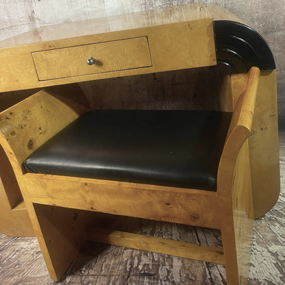 Art Deco burr maple console table with stool c1930