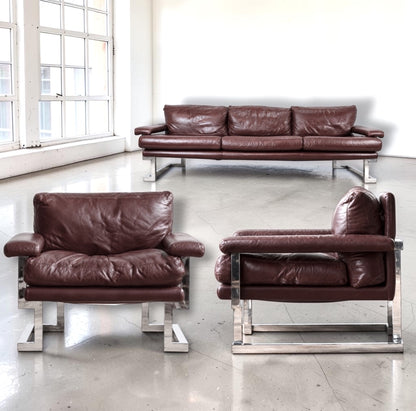 Mid Century Pieff Mandarin 3-Seater Sofa & Pair of Armchairs Tim Bates, 1970s