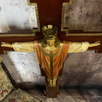 Corpus Christi 1950's Large Wooden Altar Crucifix