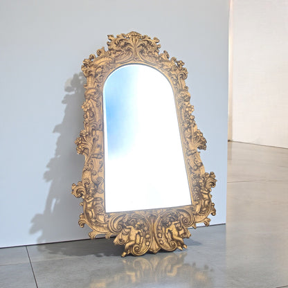 French 19th C Rococo Revival Giltwood Mirror – Cherubs, Antique Gesso