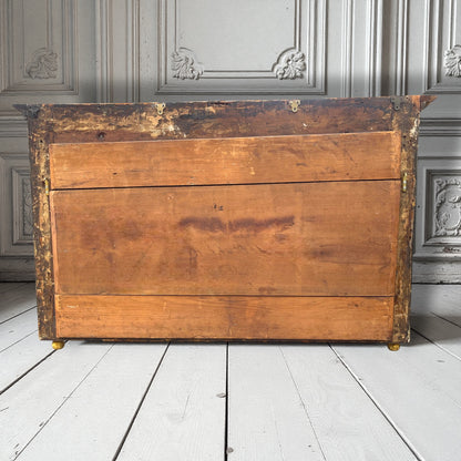 Antique Regency Overmantel Gilded Triple Mirror , Leaf Crest, Mercury Glass c.1830