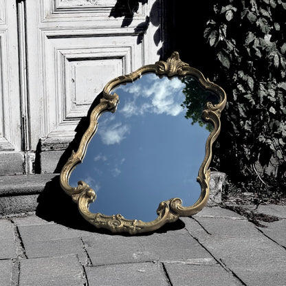 Antique Rococo Gilt Gesso Mirror c.1850 Original Mercury Glass  30” x 18”