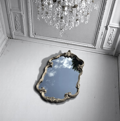 Antique Rococo Gilt Gesso Mirror c.1850 Original Mercury Glass  30” x 18”