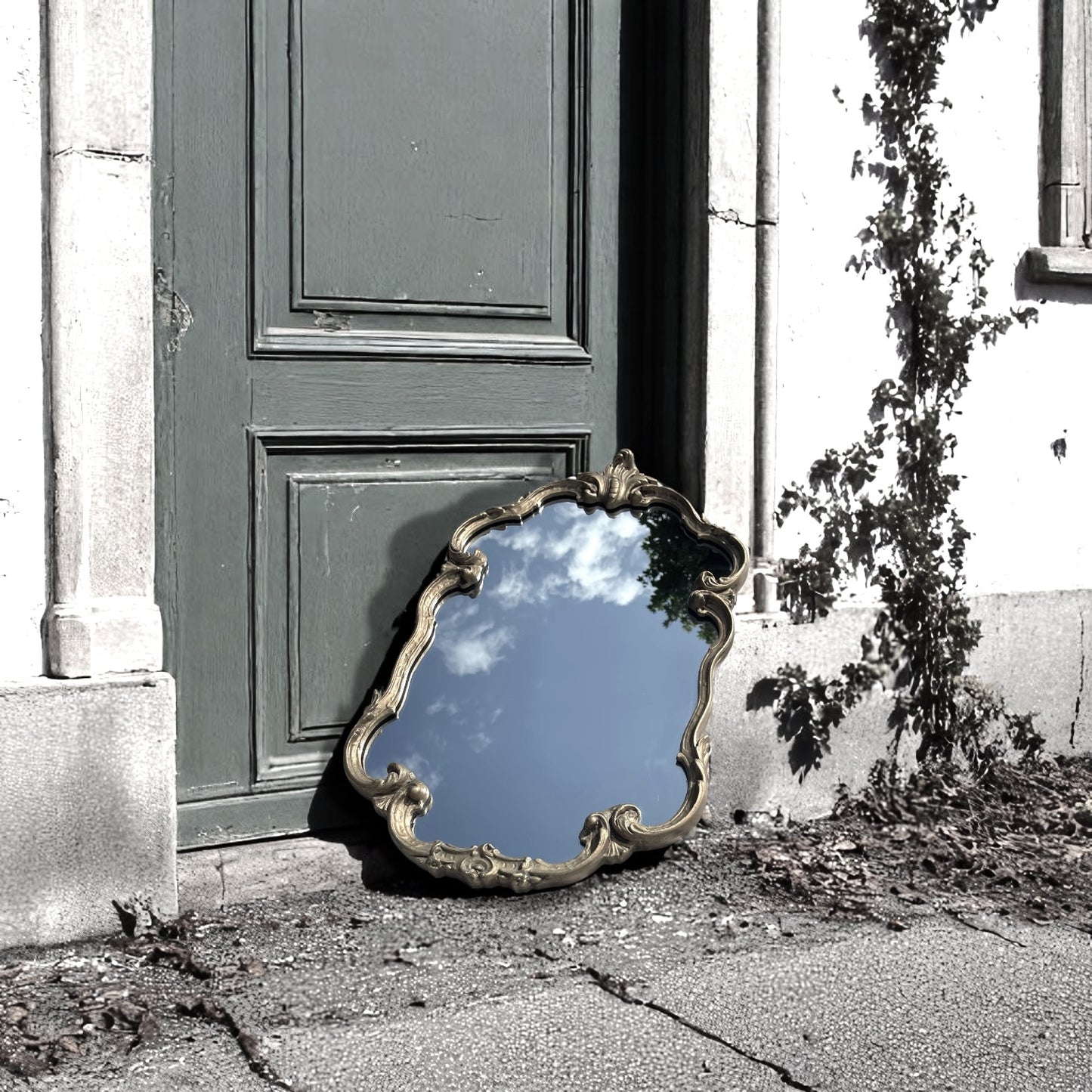 Antique Rococo Gilt Gesso Mirror c.1850 Original Mercury Glass  30” x 18”