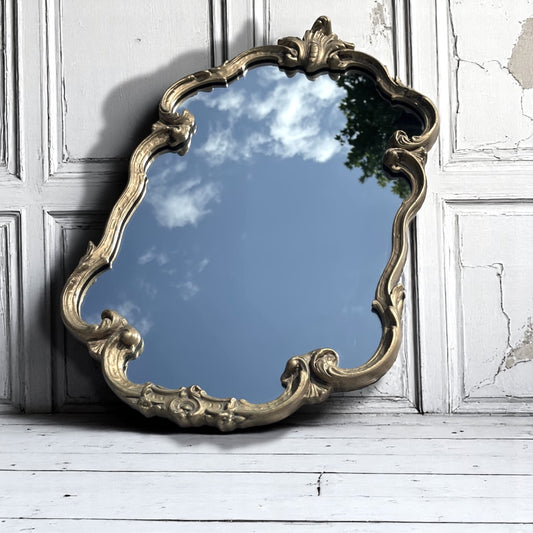 Antique Rococo Gilt Gesso Mirror c.1850 Original Mercury Glass  30” x 18”