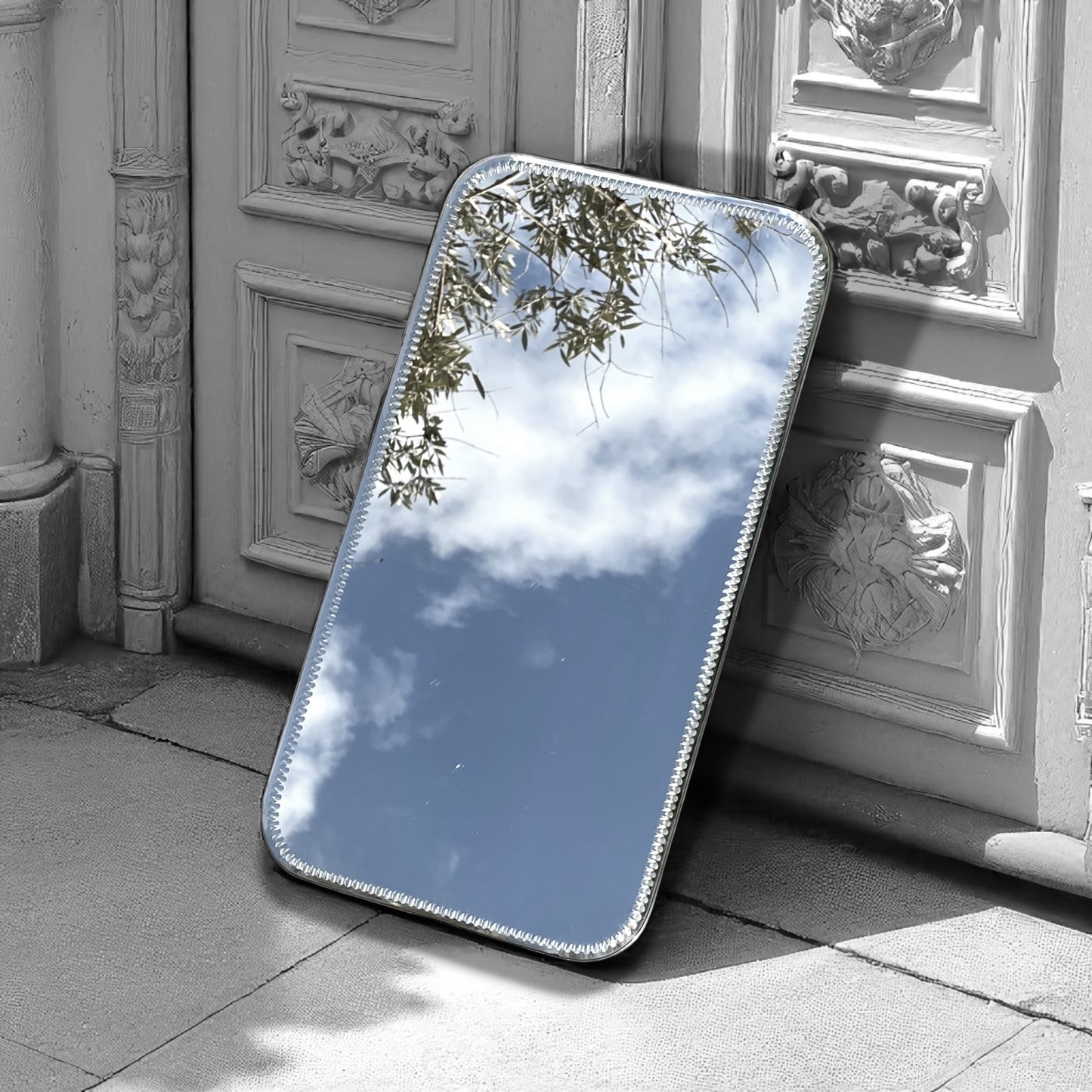 Antique Rare Art Deco Sorcerer Mirror, Tray, with Art Deco Bevelled Edge c1920’s.