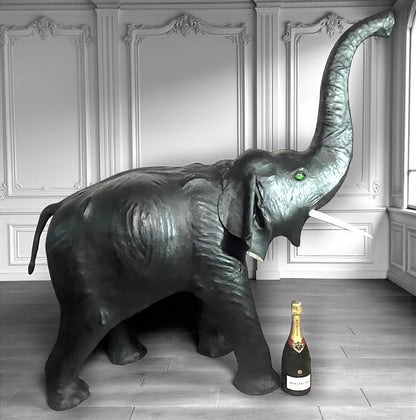 Antique Leather Full Size Baby Elephant for Harrods 1880