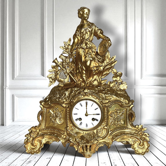 Henri Picard Antique Athena Ormolu Mantel Clock c1850–1860.