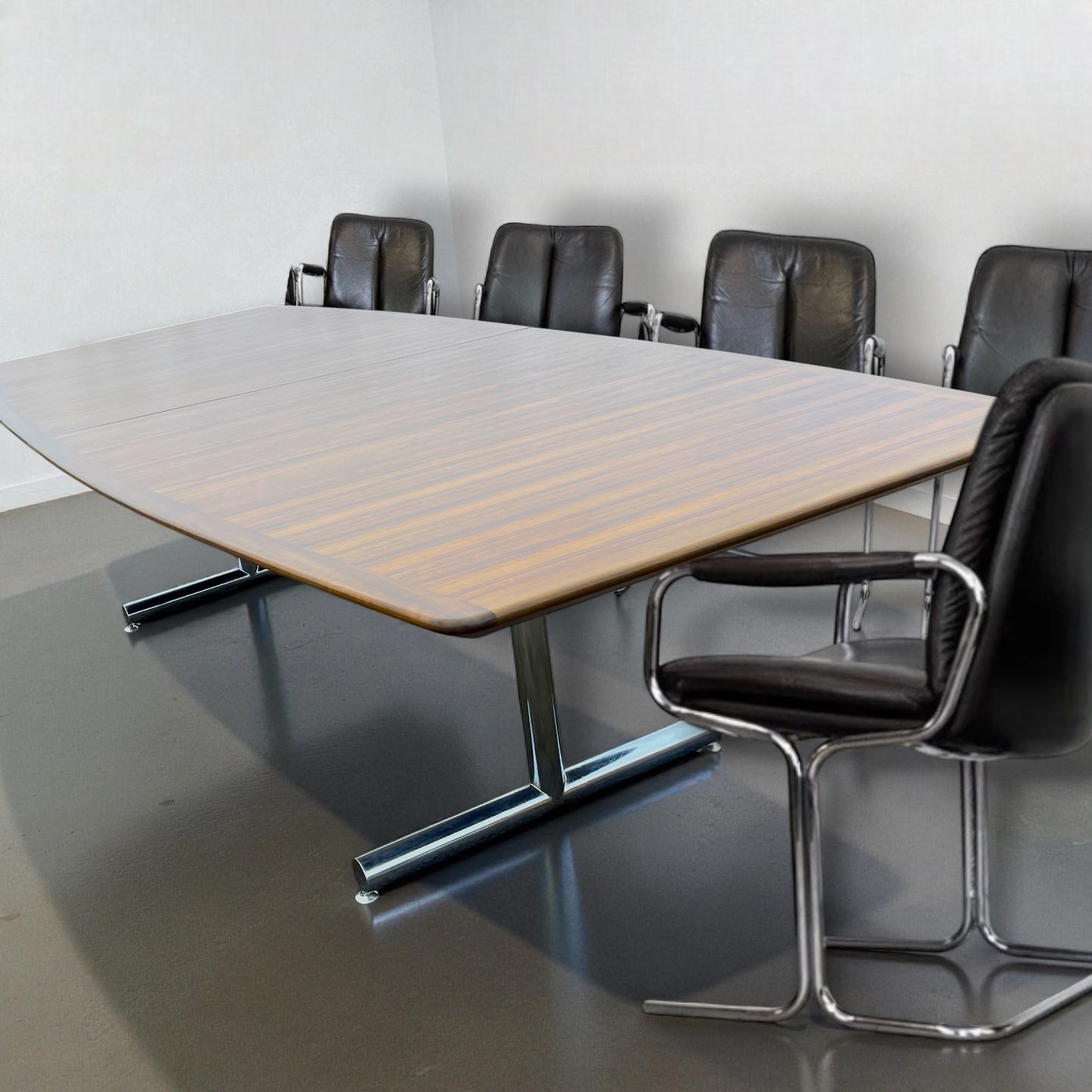 Pieff Tavola Executive Rosewood and Chrome Table designed by Tim Bates, c.1975,