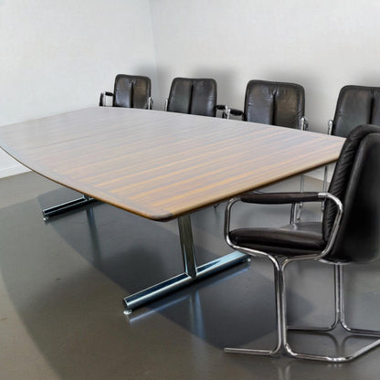 Pieff Tavola Executive Rosewood and Chrome Table designed by Tim Bates, c.1975,