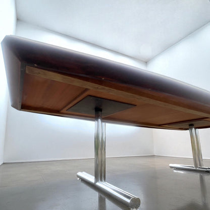 Pieff Tavola Executive Rosewood and Chrome Table designed by Tim Bates, c.1975,