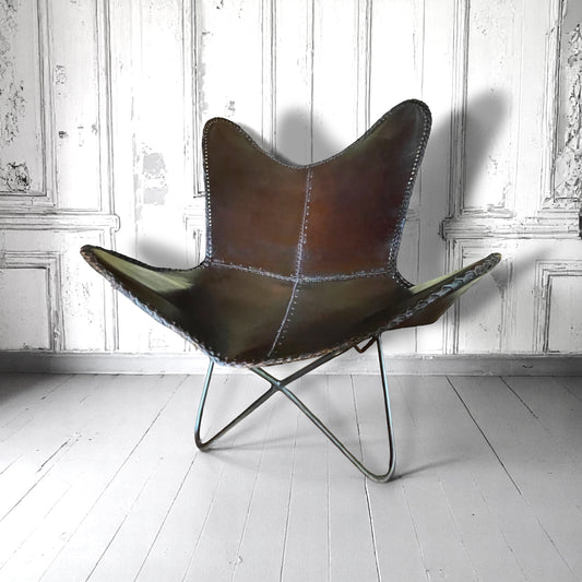 Original 1960s Leather Butterfly, BKF, Hardoy Chair Mid-Century Classic