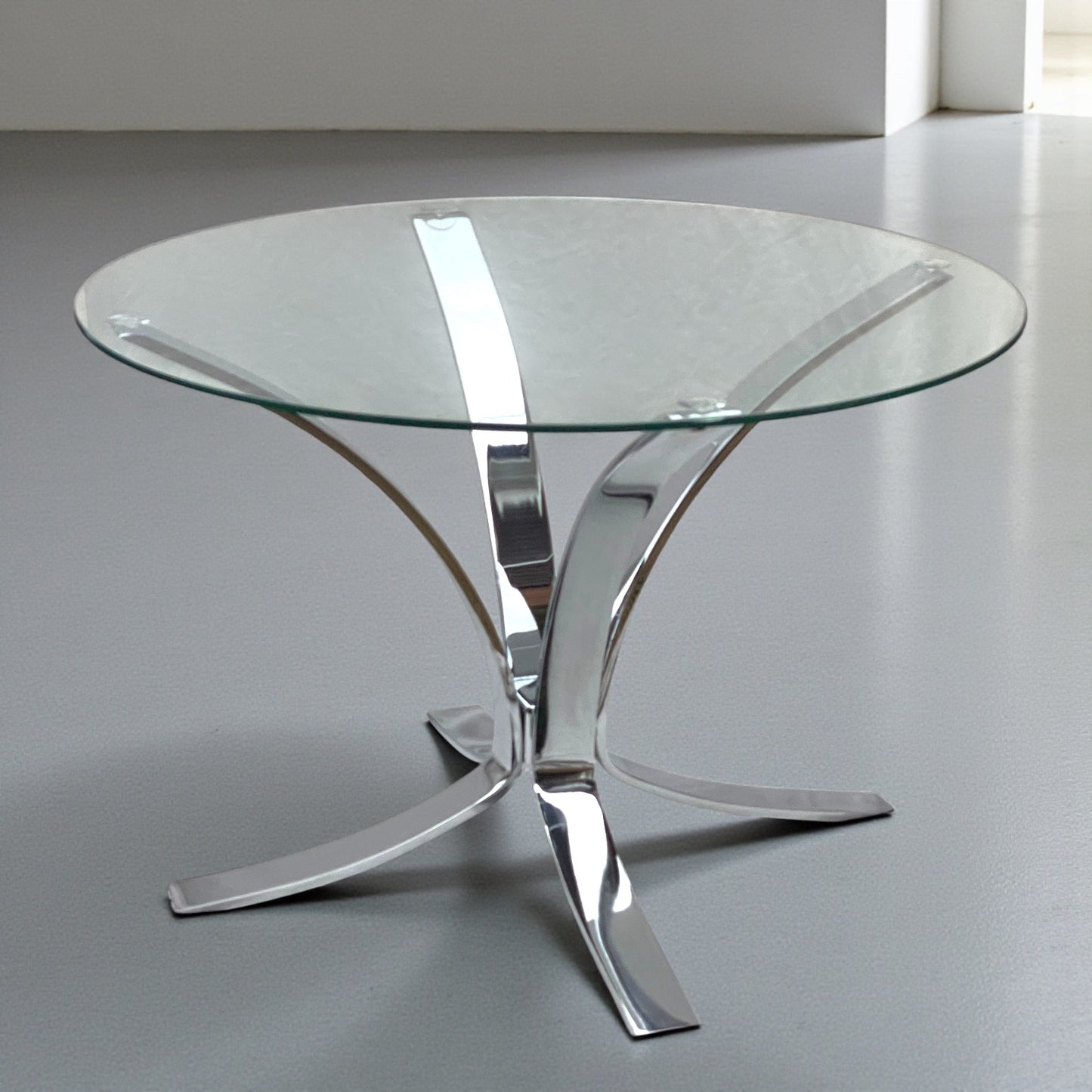 Vintage Chrome & Glass Starburst Coffee Table Belgochrom Rega Style 1970s