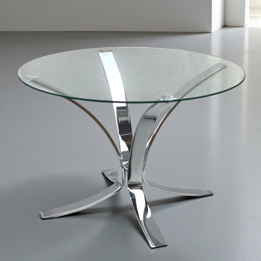 Vintage Chrome & Glass Starburst Coffee Table Belgochrom Rega Style 1970s