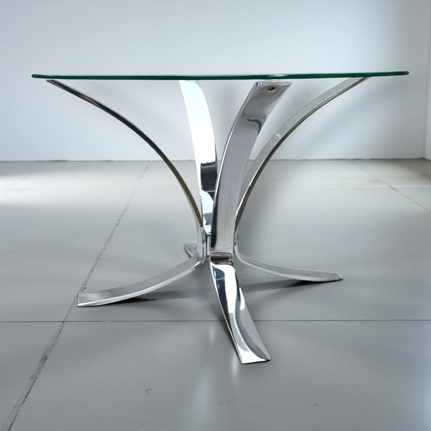 Vintage Chrome & Glass Starburst Coffee Table Belgochrom Rega Style 1970s