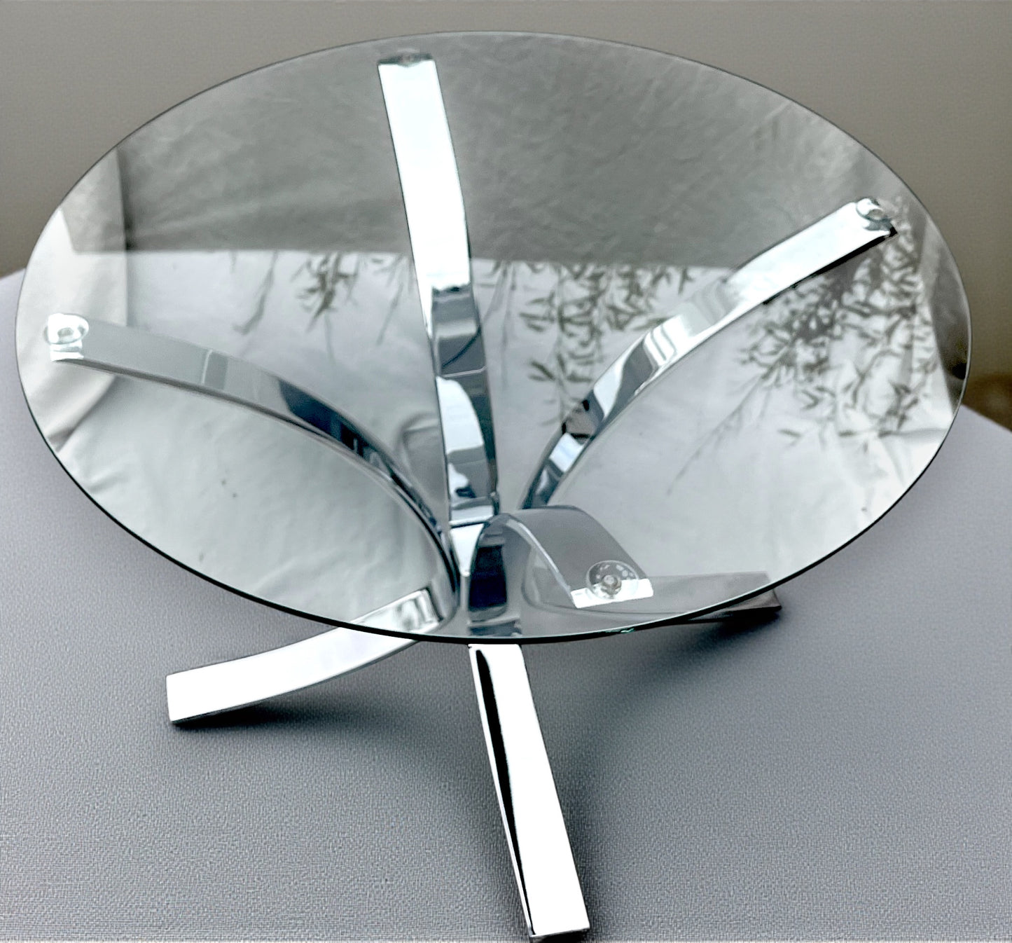 Vintage Chrome & Glass Starburst Coffee Table Belgochrom Rega Style 1970s