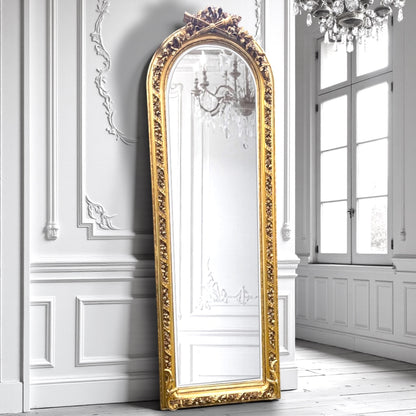 Large French French Louis XVI Style Ornate Gilt Gold Mirror