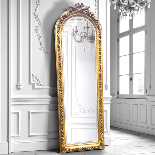 Large French French Louis XVI Style Ornate Gilt Gold Mirror