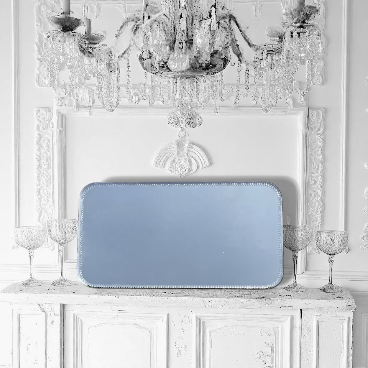 Antique Rare Art Deco Sorcerer Mirror, Tray, with Art Deco Bevelled Edge c1920’s.