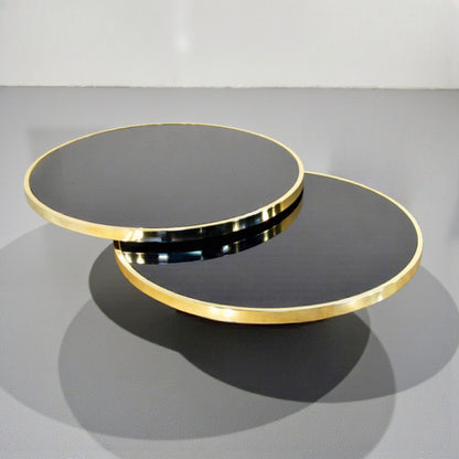 Hollywood Regency Italian Milo Baughman Style Brass Triple Shelf Coffee Table