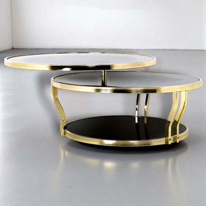 Hollywood Regency Italian Milo Baughman Style Brass Triple Shelf Coffee Table