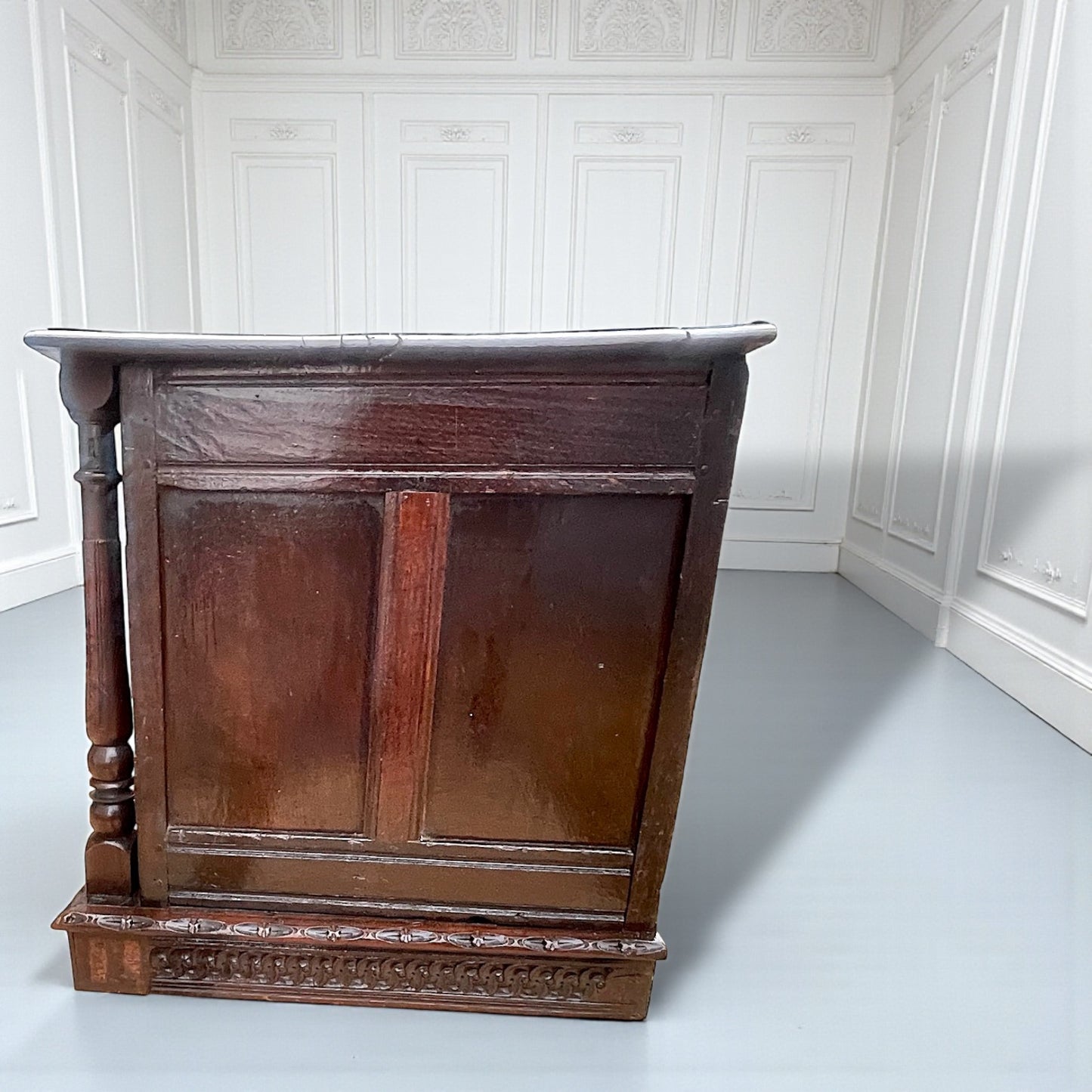 Large Antique Carved Oak Coffer 17th, 1670 Centuy Jacobean Converted to Cabinet
