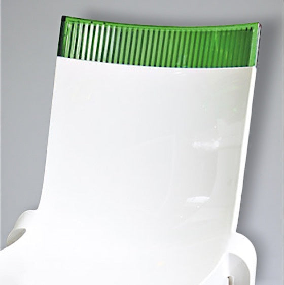 A Pair of Kartell Hi-Cut Chairs Starck White & transparent Violet & Green Tops
