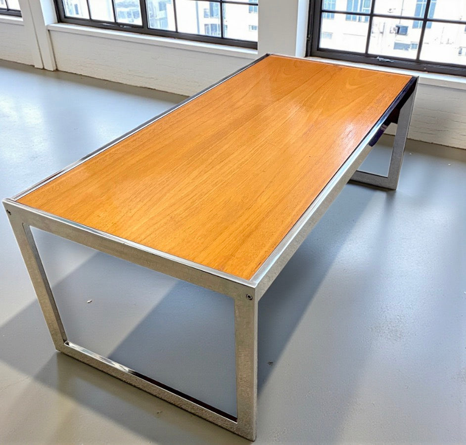 Howard Miller for MDA Chrome & Teak Coffee Table c.1970 British Modernist